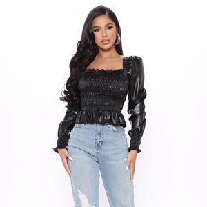 Fashion Nova - Friend Or Faux Leather Top Black Size L